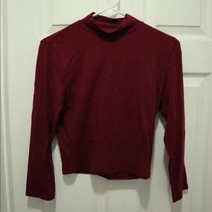 Mock turtle neck crop top 3/4 length sleeves